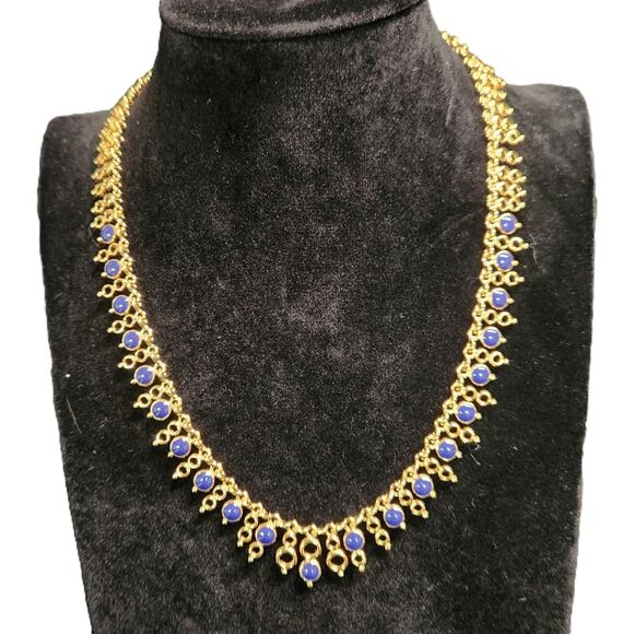 Reversible Blue Lapis Cubic Zirconia Necklace 17.5" Joan Rivers AB Jewelry VTG - Picture 5 of 13
